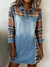 Vintage Plaid Imprimer Patchwork Art Dress des femmes